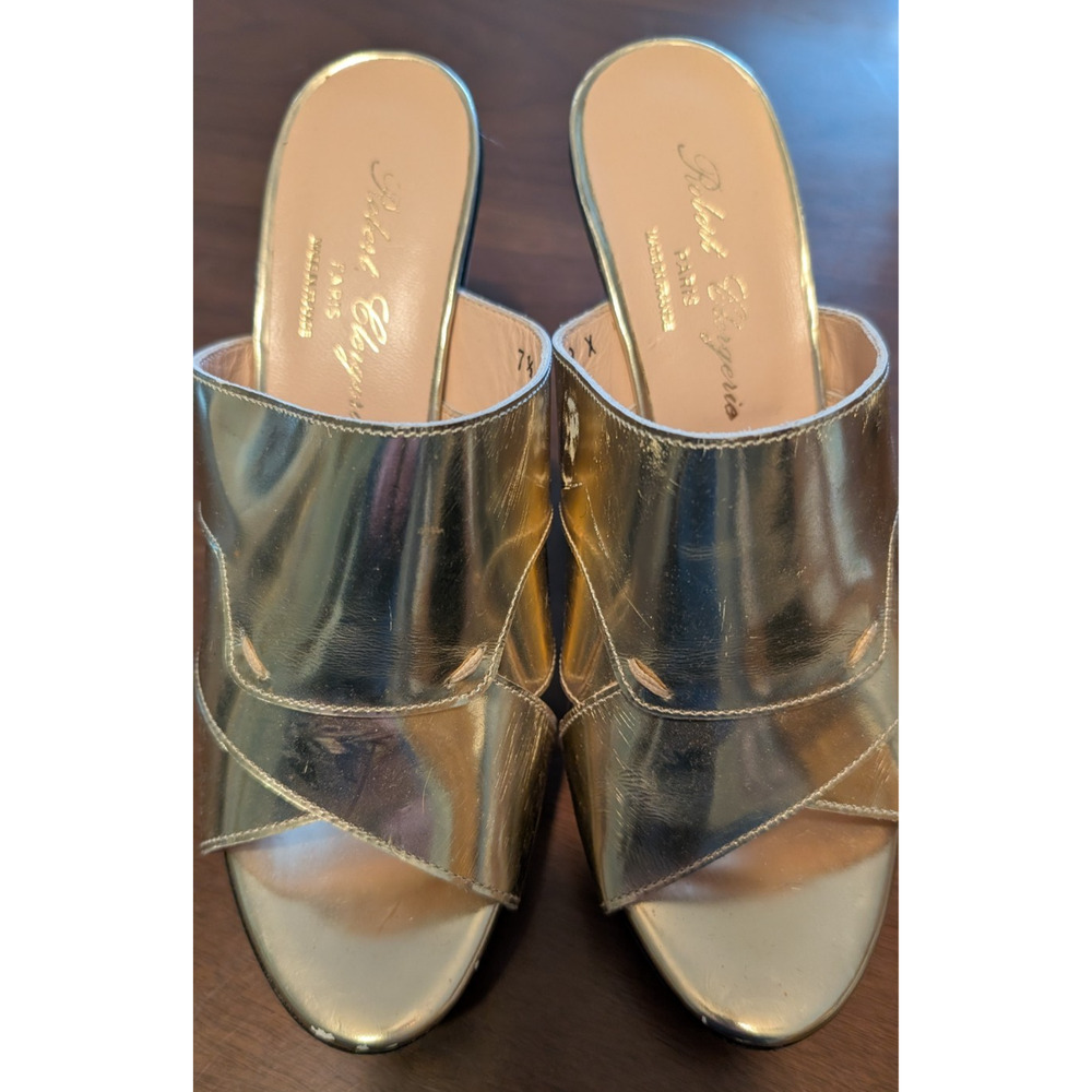 Robert Clergerie Gold Metallic Wedges Size 7.5 - Picture 2 of 5